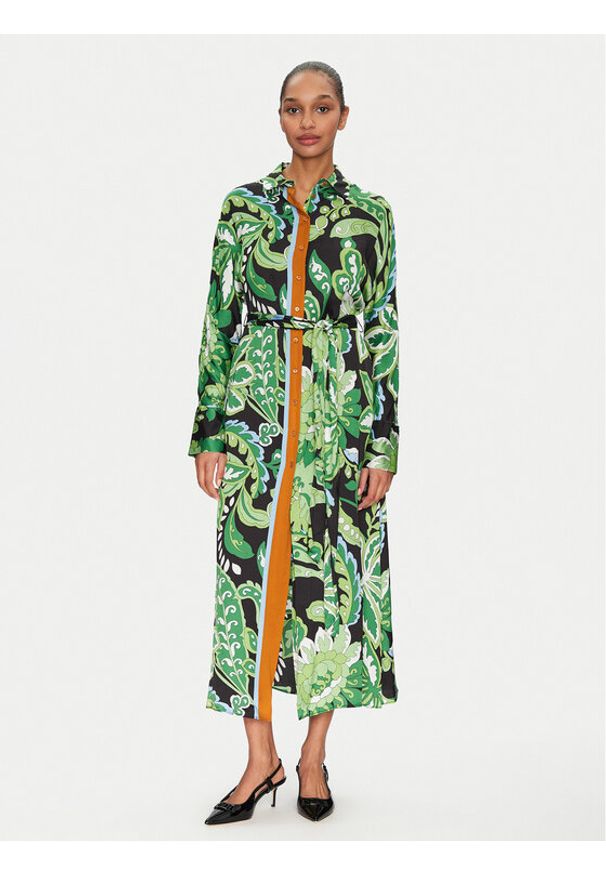 LOLA CASADEMUNT Sukienka koszulowa MS2516019 Zielony Regular Fit. Kolor: zielony. Materiał: syntetyk. Typ sukienki: koszulowe