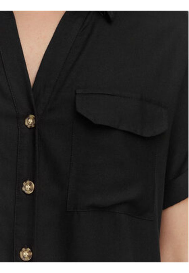 Vero Moda Koszula Bumpy 10310139 Czarny Regular Fit. Kolor: czarny. Materiał: wiskoza