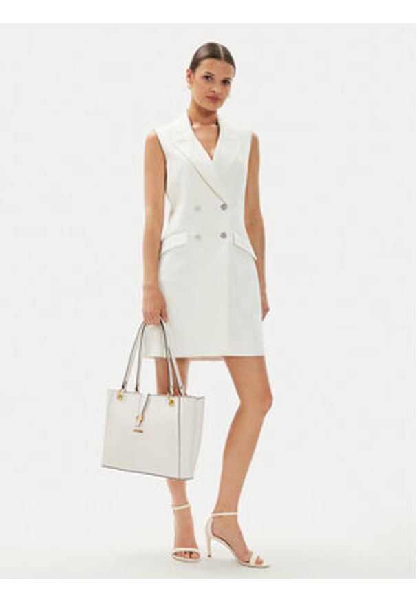 Guess Sukienka koktajlowa W4YK25 KBJP2 Écru Regular Fit. Materiał: syntetyk, wiskoza. Styl: wizytowy