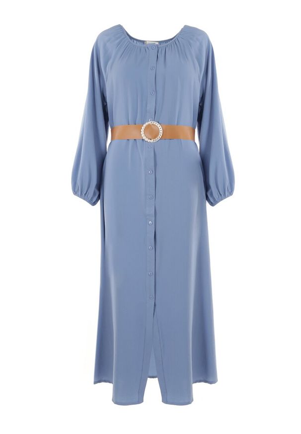 Born2be - Niebieska Sukienka Dorothoe. Okazja: na co dzień. Kolor: niebieski. Materiał: tkanina. Wzór: gładki, jednolity. Styl: elegancki, casual, klasyczny. Długość: maxi