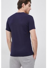 VERSACE - Versace T-shirt męski kolor granatowy gładki. Okazja: na co dzień. Kolor: niebieski. Materiał: dzianina. Wzór: gładki. Styl: casual #4