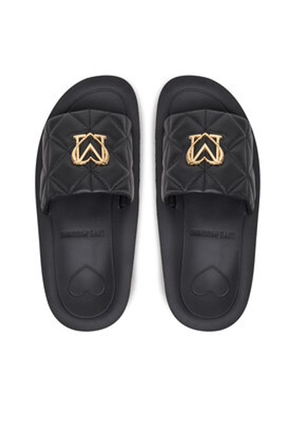 Love Moschino - LOVE MOSCHINO Klapki JA28014I1MIE0000 Czarny. Kolor: czarny. Materiał: skóra