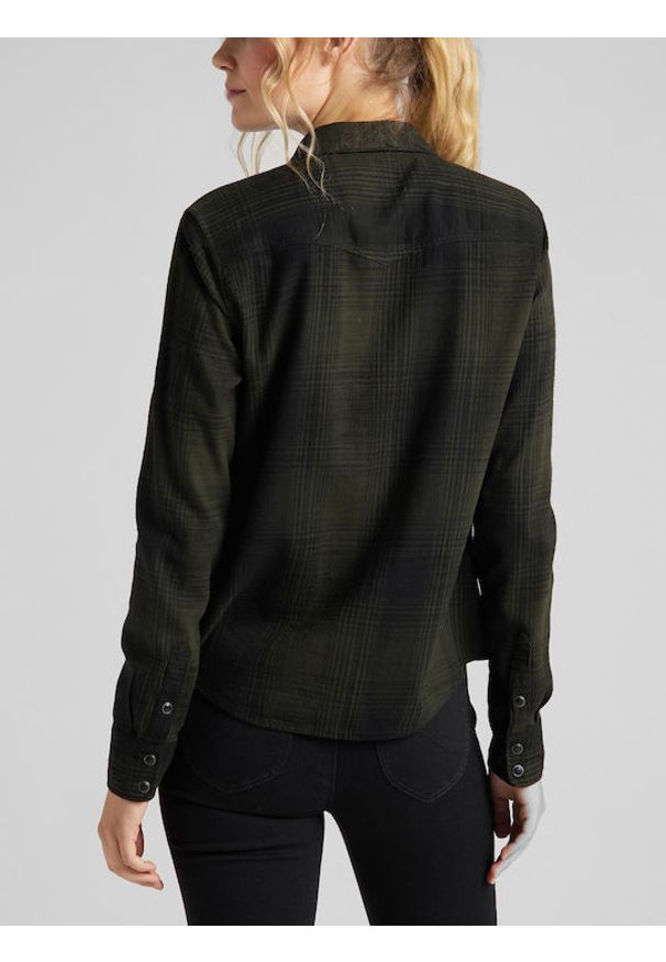 Lee - LEE REGULAR WESTERN SHIRT DAMSKA KOSZULA MATERIAŁOWA SERPICO GREEN L45SGBOJ 112110479. Materiał: materiał