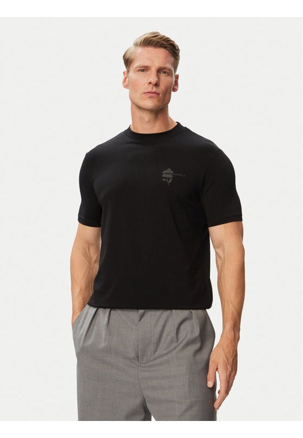 Karl Lagerfeld - KARL LAGERFELD T-Shirt 755041 563221 Czarny Regular Fit. Typ kołnierza: dekolt w karo. Kolor: czarny. Materiał: bawełna