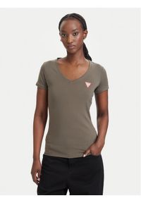 Guess T-Shirt W2YI45 J1314 Khaki Slim Fit. Kolor: brązowy. Materiał: bawełna #1