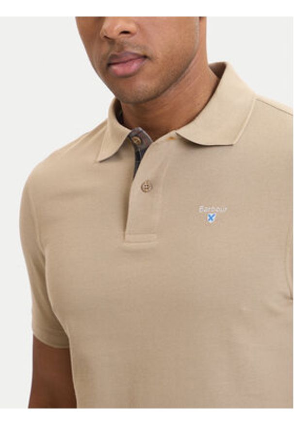 Barbour Polo Tartan MML0012ST39 Beżowy Tailored Fit. Typ kołnierza: polo. Kolor: beżowy. Materiał: bawełna