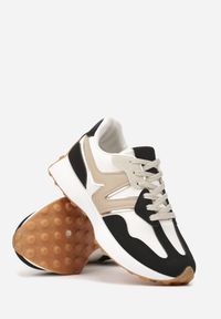 Renee - Czarno-Beżowe Sneakersy z Geometrycznym Wzorem Jenaviella. Nosek buta: okrągły. Zapięcie: sznurówki. Kolor: czarny. Wzór: geometria. Obcas: na obcasie. Wysokość obcasa: niski #3