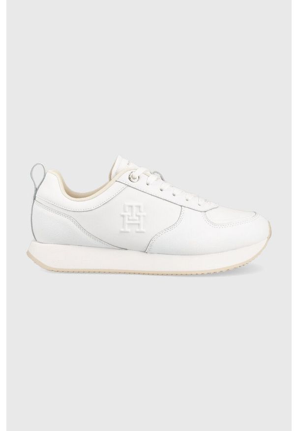 TOMMY HILFIGER - Tommy Hilfiger sneakersy kolor biały FW0FW07285. Nosek buta: okrągły. Zapięcie: sznurówki. Kolor: biały. Materiał: guma