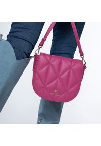 Wittchen - Damska torebka saddle bag z pikowanej skóry różowa. Kolor: różowy. Wzór: haft, geometria. Dodatki: z haftem. Materiał: skórzane. Styl: elegancki, wizytowy #2