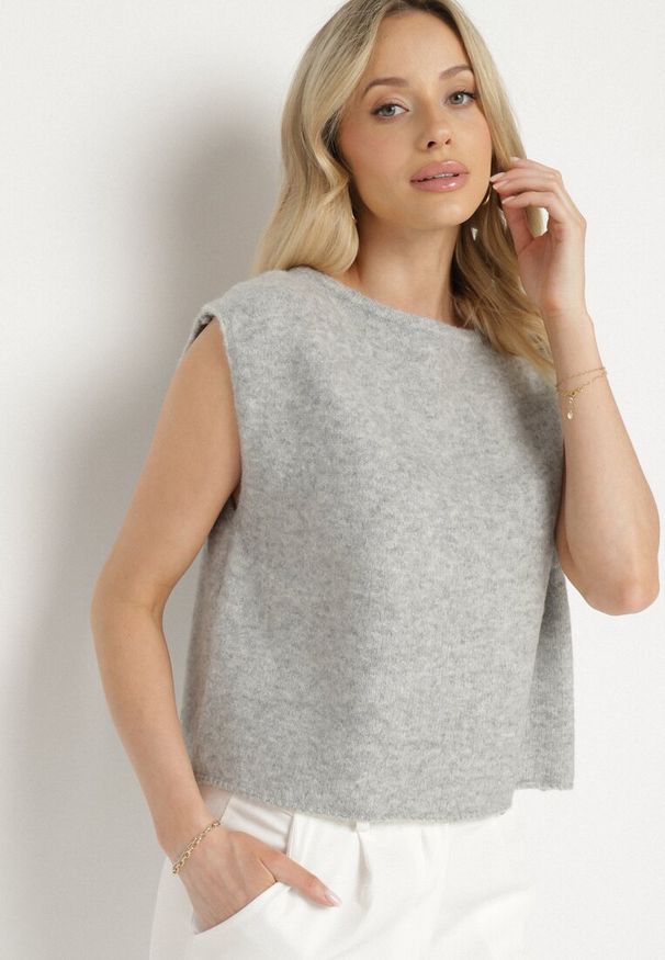 Born2be - Szara Kamizelka w Klasycznym Stylu z Wełną Felzeki. Okazja: do pracy, na spacer, na spotkanie biznesowe. Kolor: szary. Materiał: wełna. Styl: klasyczny