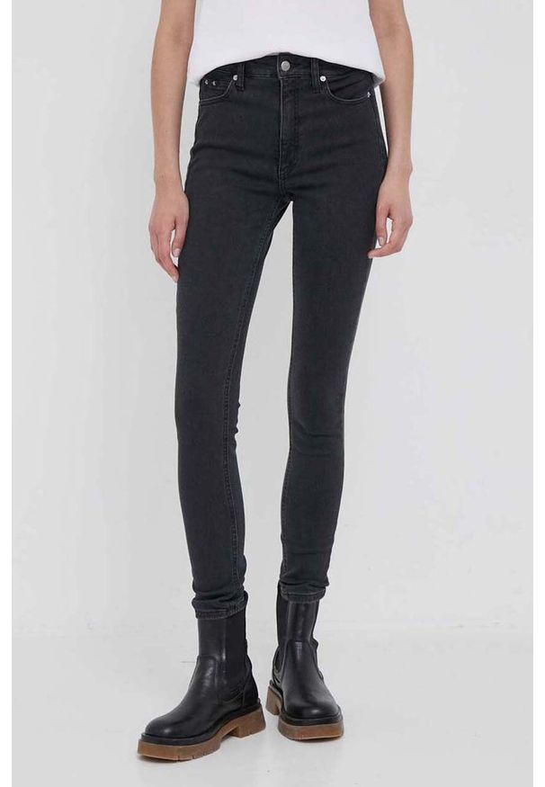 Calvin Klein Jeans jeansy damskie kolor czarny. Kolor: czarny
