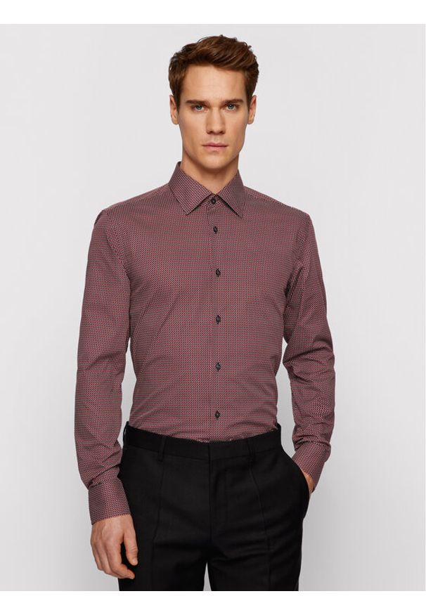 BOSS - Boss Koszula Jango 50451304 Czerwony Slim Fit. Kolor: czerwony. Materiał: bawełna