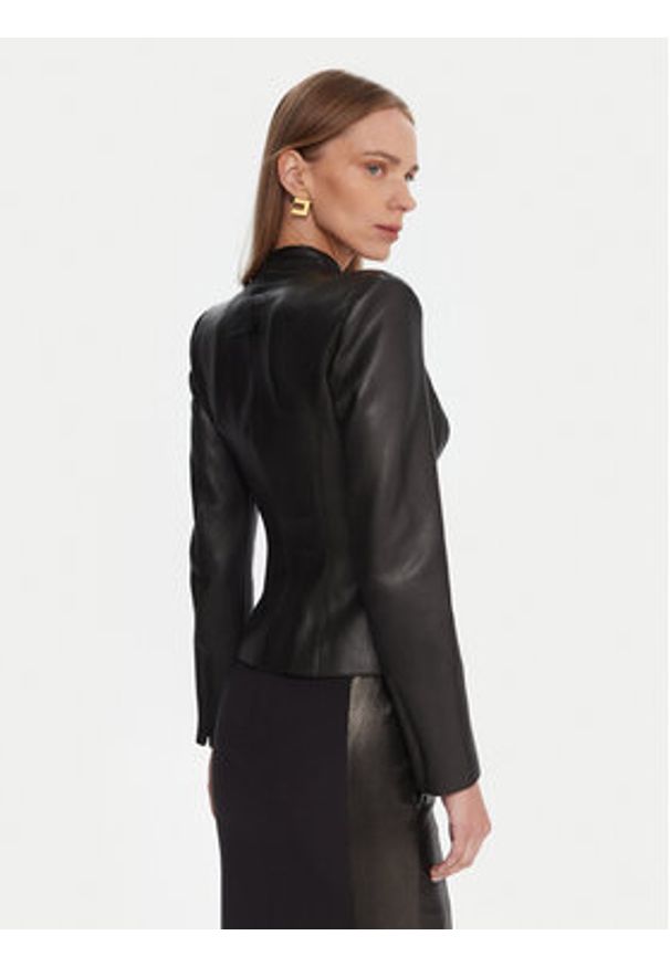 Elisabetta Franchi Kurtka z imitacji skóry GI-187-57E2-V680 Czarny Slim Fit. Kolor: czarny. Materiał: syntetyk