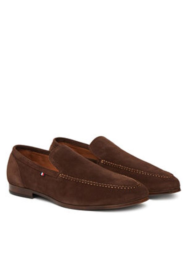 TOMMY HILFIGER - Tommy Hilfiger Półbuty Hilfiger Flexible Suede Loafer FM0FM05496 Brązowy. Kolor: brązowy. Materiał: zamsz, skóra
