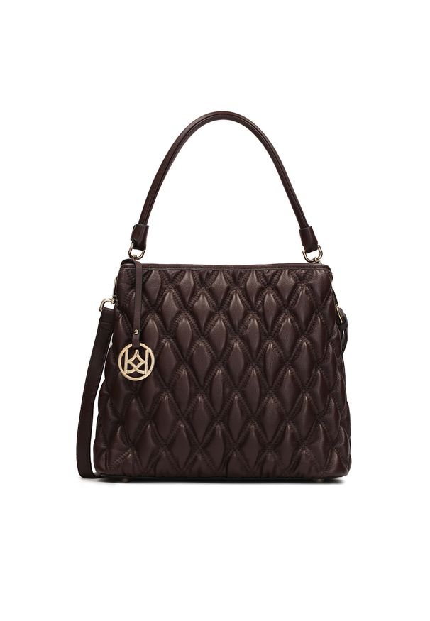 Kazar - Miękka skórzana torebka z efektownym pikowaniem. Kolor: brązowy. Materiał: skórzane. Styl: elegancki, casual. Rodzaj torebki: na ramię