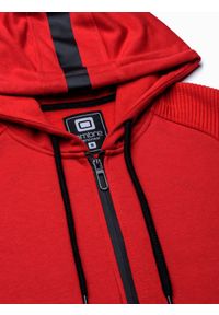 Ombre Clothing - Bluza męska rozpinana z kapturem B1083 - czerwona - XXL. Typ kołnierza: kaptur. Kolor: czerwony. Materiał: materiał, bawełna, poliester #4