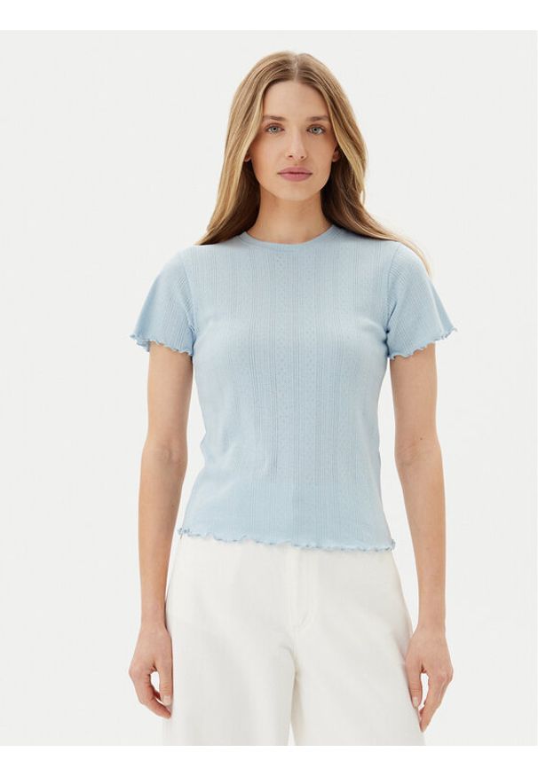 Pieces T-Shirt Fia 17155480 Błękitny Regular Fit. Kolor: niebieski. Materiał: bawełna