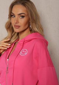 Renee - Fuksjowa Bluza Rozpinana z Wyszytą Emotką i Kapturem Cornoria. Okazja: na co dzień. Kolor: różowy. Materiał: dzianina. Długość rękawa: długi rękaw. Długość: długie. Styl: młodzieżowy, casual #5