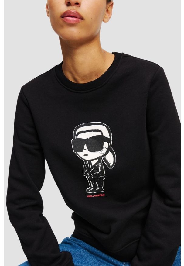 Karl Lagerfeld - KARL LAGERFELD Czarna damska bluza Ikon Sketch, Rozmiar XS. Kolor: czarny
