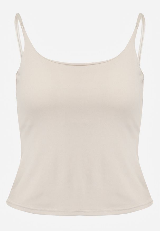 Born2be - Beżowy Wiskozowy Top z Podwójnymi Ramiączkami Hendrea. Okazja: na co dzień. Kolor: beżowy. Materiał: wiskoza. Długość rękawa: na ramiączkach. Styl: casual, elegancki