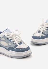 Born2be - Niebieskie Sneakersy Streetwearowe z Ozdobnym Sznurowaniem na Grubej Podeszwie Rafoi. Kolor: niebieski. Materiał: materiał, skóra ekologiczna. Szerokość cholewki: normalna #4
