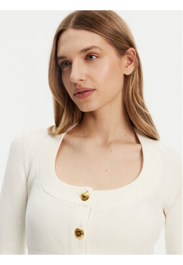 Elisabetta Franchi Kardigan MK53S51E2 Écru Regular Fit. Kolor: kremowy. Materiał: wiskoza