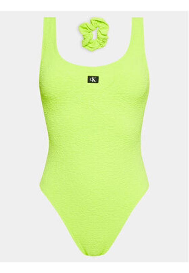 Calvin Klein Swimwear Strój kąpielowy KW0KW02401 Zielony. Kolor: zielony. Materiał: syntetyk