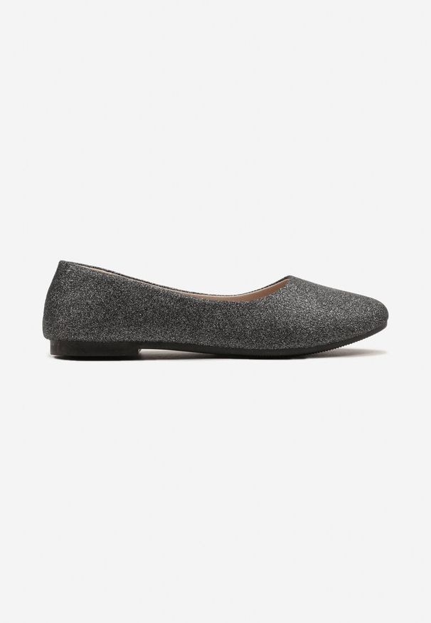 Born2be - Czarne Płaskie Balerinki Pokryte Brokatowym Zdobieniem Qarneli. Okazja: na co dzień. Kolor: czarny. Materiał: jeans. Wzór: aplikacja. Styl: elegancki, casual