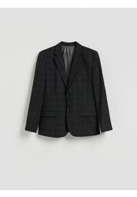 Reserved - Marynarka slim fit w kratę - czarny. Kolor: czarny. Materiał: tkanina, wiskoza