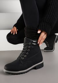 Born2be - Czarne Traperki za Kostkę z Protektorem Lunielle. Wysokość cholewki: za kostkę. Kolor: czarny. Sezon: zima #3