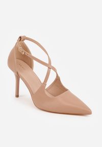 Born2be - Ciemnobeżowe Eleganckie Szpilki VICES ze Skrzyżowanymi Paseczkami Nemaia. Okazja: na spotkanie biznesowe, na wesele, na ślub cywilny. Zapięcie: pasek. Kolor: beżowy. Materiał: satyna. Obcas: na szpilce. Styl: elegancki #8