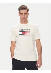 TOMMY HILFIGER - Tommy Hilfiger T-Shirt American Monotype MW0MW39843 Écru Regular Fit. Materiał: bawełna