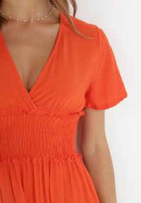 Born2be - Pomarańczowa Sukienka z Wiskozy Gulpari. Kolor: pomarańczowy. Materiał: wiskoza. Długość: mini #5