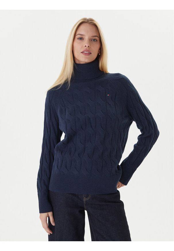 TOMMY HILFIGER - Tommy Hilfiger Golf WW0WW46791 Granatowy Regular Fit. Typ kołnierza: golf. Kolor: niebieski. Materiał: wełna