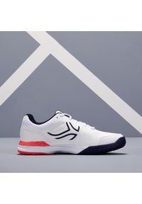 ARTENGO - Buty tenis TS500 damskie. Kolor: różowy, biały, wielokolorowy, niebieski. Materiał: kauczuk. Szerokość cholewki: normalna. Sport: tenis