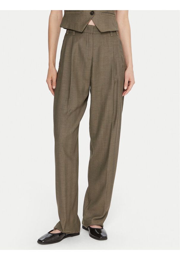 Marella Spodnie materiałowe Hull 2523136161 Khaki Loose Fit. Kolor: brązowy. Materiał: syntetyk