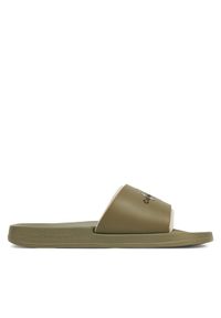 Calvin Klein Jeans Klapki Slide Rubber Neoprene Monologo YM0YM00361 Khaki. Kolor: brązowy