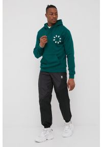 adidas Originals bluza bawełniana Adicolor męska kolor zielony z kapturem z aplikacją. Okazja: na co dzień. Typ kołnierza: kaptur. Kolor: zielony. Materiał: bawełna. Wzór: aplikacja. Styl: casual #3