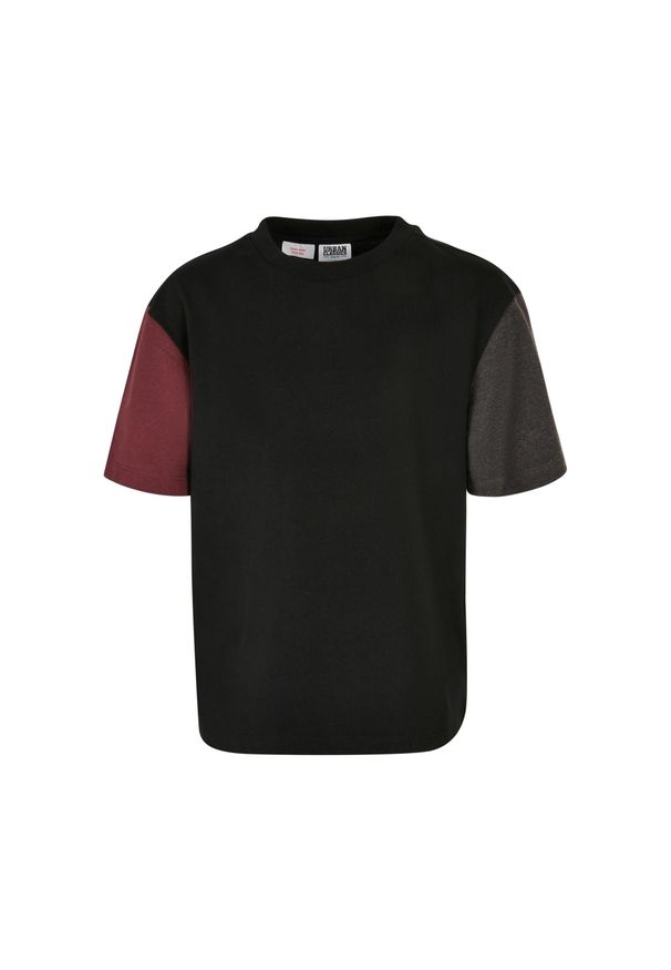 Urban Classics - Oversizowa Koszulka Chłopięca Z Bawełny Organicznej W Kolorowe Paski. Kolor: czarny. Materiał: bawełna. Wzór: kolorowy, paski. Sport: turystyka piesza