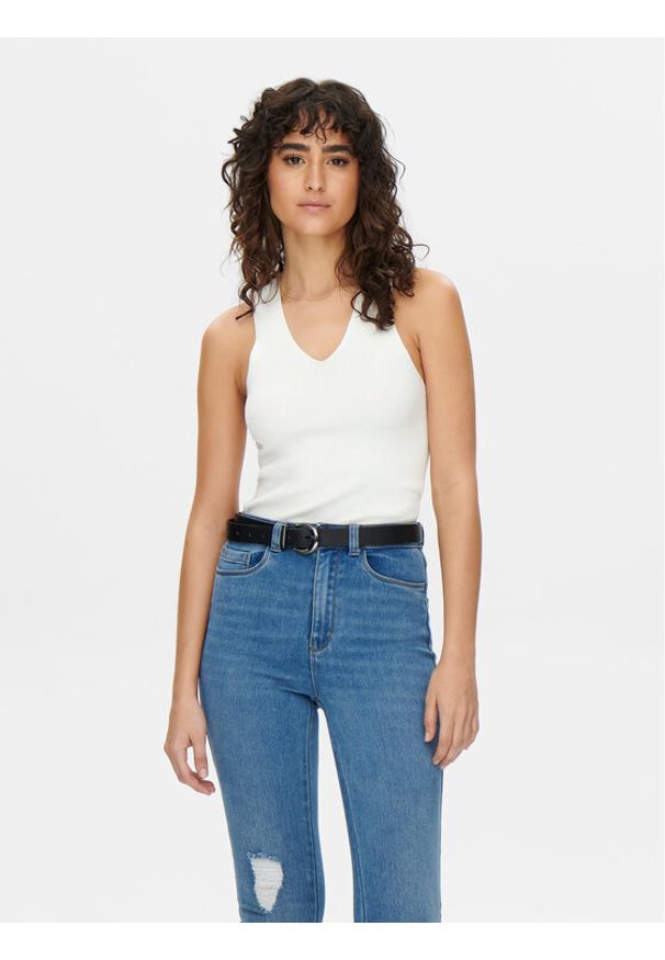 JDY Top Sabrina 15258897 Biały Slim Fit. Kolor: biały. Materiał: wiskoza