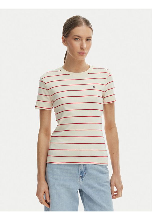 TOMMY HILFIGER - Tommy Hilfiger T-Shirt New Cody WW0WW40587 Biały Slim Fit. Kolor: biały. Materiał: bawełna