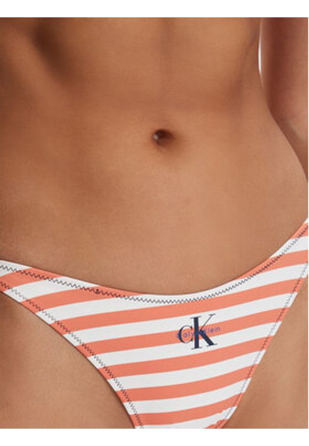 Calvin Klein Swimwear Dół od bikini LV00Q61215 Pomarańczowy. Kolor: pomarańczowy. Materiał: syntetyk