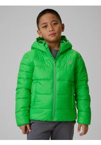 4f - 4F Kurtka z wypełnieniem syntetycznym chłopięca - zielona 146 (10-11 lat). Okazja: na spacer, na co dzień, na uczelnię. Kolor: zielony. Materiał: syntetyk. Wzór: gładki. Sezon: lato. Styl: casual #1