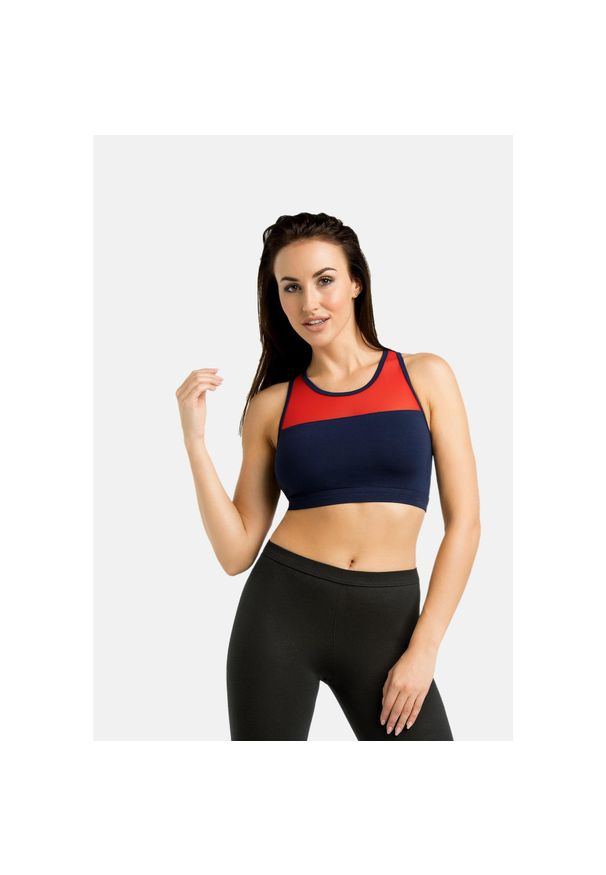 TEYLI - Top Damski Sportowy 2705. Kolor: czerwony, wielokolorowy, niebieski. Materiał: wiskoza, elastan