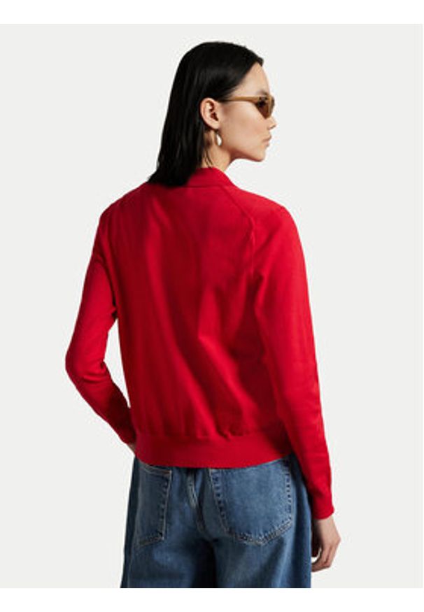 Polo Ralph Lauren Kardigan 211959285002 Czerwony Slim Fit. Typ kołnierza: polo. Kolor: czerwony. Materiał: bawełna