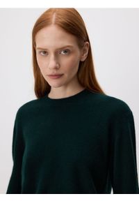 Reserved - Wełniany sweter - ciemnozielony. Kolor: zielony. Materiał: wełna #1