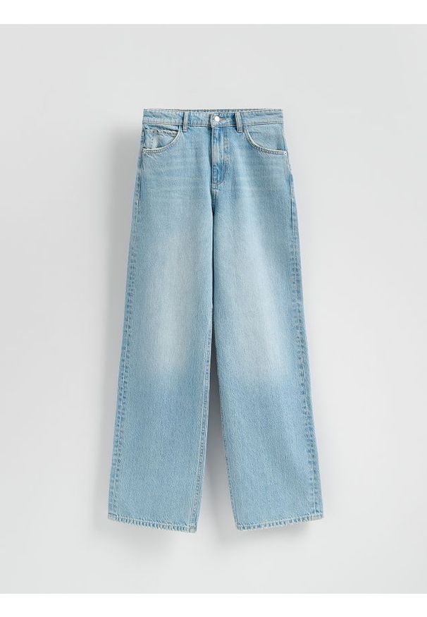 Reserved - Jeansy wide leg - niebieski. Kolor: niebieski