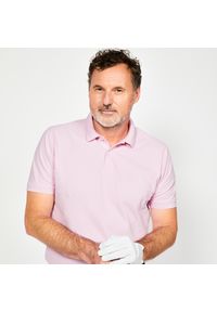 INESIS - Koszulka polo do golfa z krótkim rękawem męska Inesis MW500. Typ kołnierza: golf, polo. Kolor: różowy. Materiał: poliester, bawełna, materiał. Długość rękawa: krótki rękaw. Długość: krótkie. Styl: klasyczny, sportowy #1