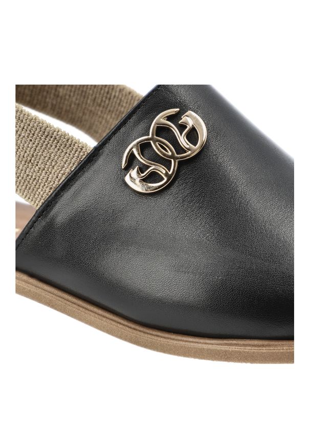 Sandały damskie Armodo, cholewka ze skóry naturalnej wsuwany fason elastyczna gumka z tyłu odkryte palce, czarne, 40473. Okazja: na co dzień. Zapięcie: pasek. Kolor: czarny. Wzór: aplikacja. Materiał: skóra. Sezon: lato. Obcas: na obcasie. Styl: casual, elegancki, klasyczny. Wysokość obcasa: niski