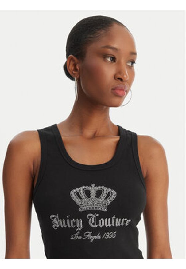 Juicy Couture Top Gothic Crown JCBLV126807 Czarny Slim Fit. Kolor: czarny. Materiał: bawełna